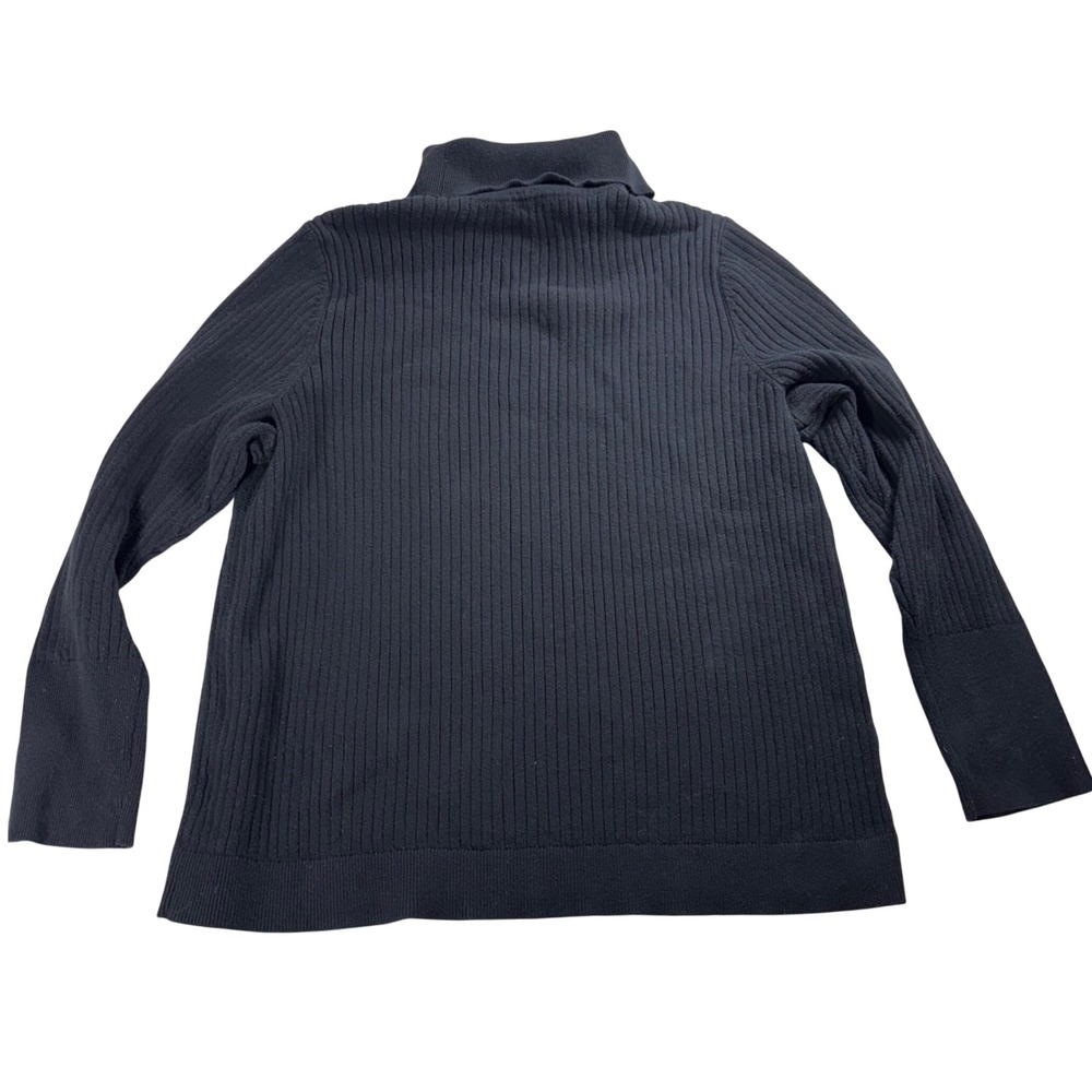 Talbots Plus 2X Turtleneck Sweater Black Button Ribbed‎ Cuff Knit Top Classic